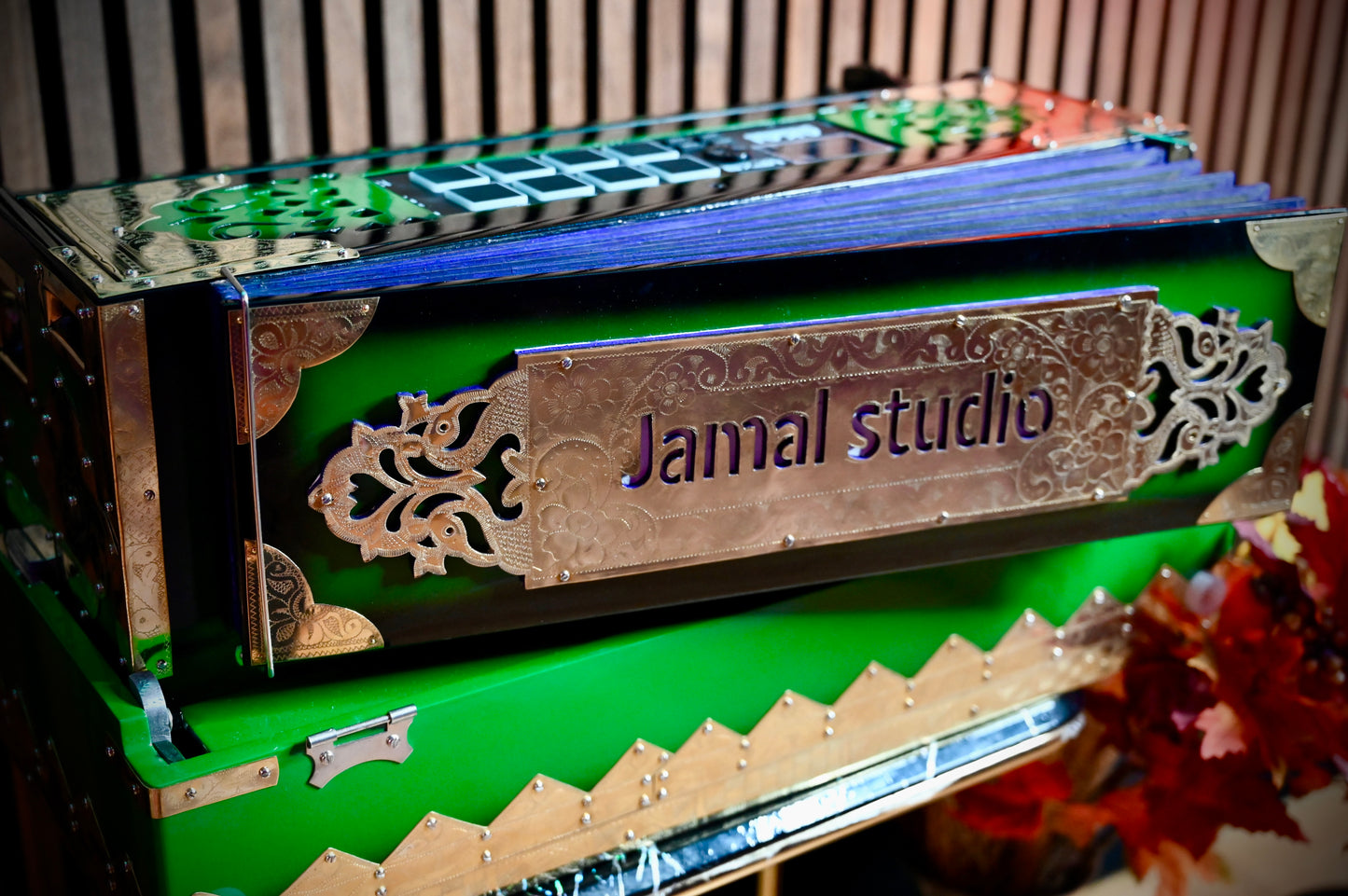 Dark Green 2X Harmonium with Built-In Sampler — 550 Wave Taals Edition | Handcrafted by Jamal Music Store