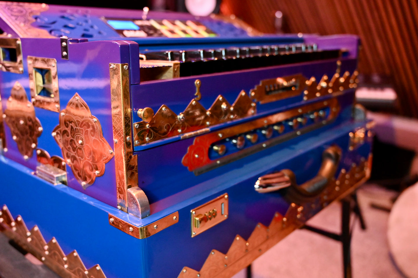 Purple Blue 3X 9-Reed Harmonium – Custom Handmade by Jamal Studio