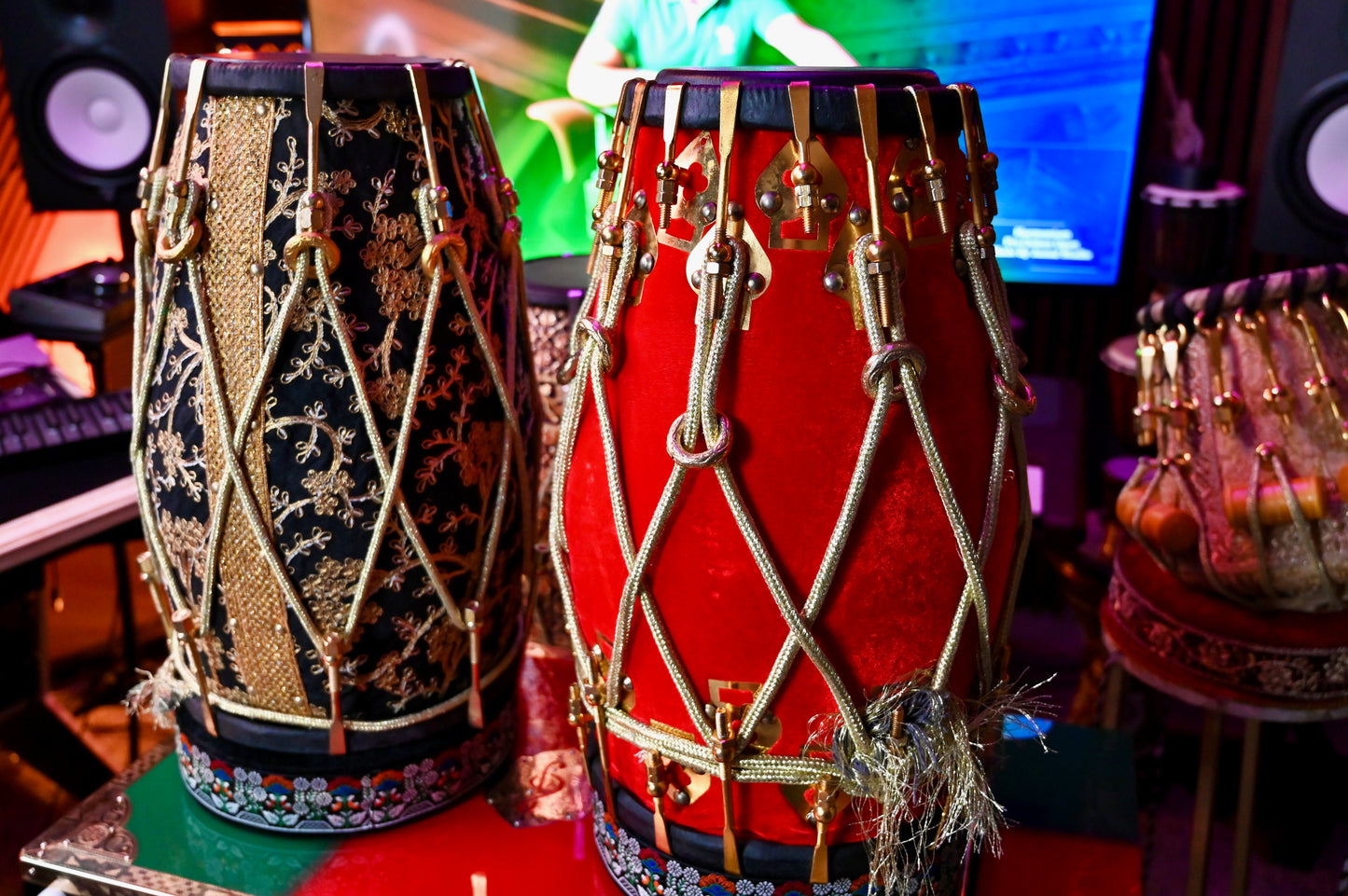 Handcrafted Dholak Dark Red