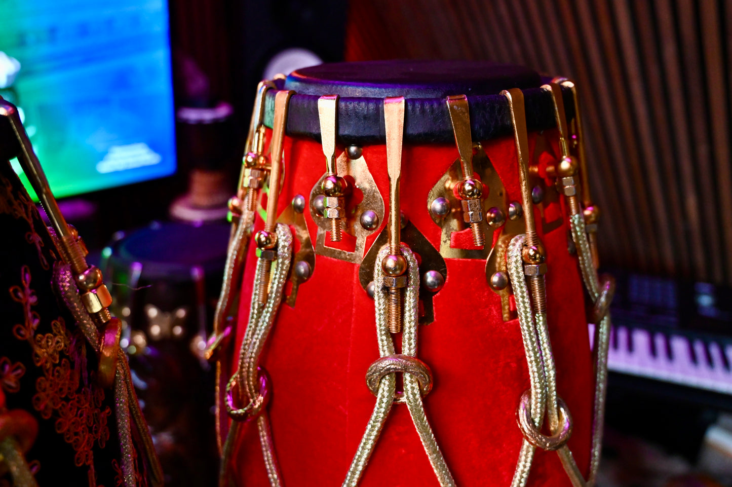 Handcrafted Dholak Dark Red