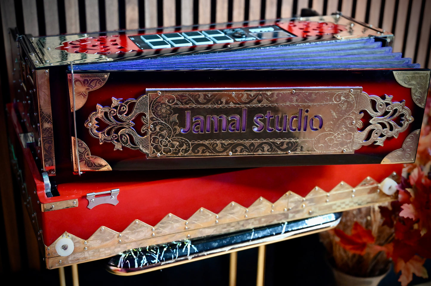 Dark Red 2X Harmonium with Built-In Sampler — 550 Wave Taals Edition | Handcrafted by Jamal Music Store