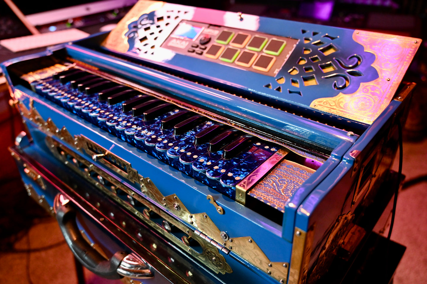 Ocean Blue 3X 9-Reed Harmonium – Custom Handmade by Jamal Studio
