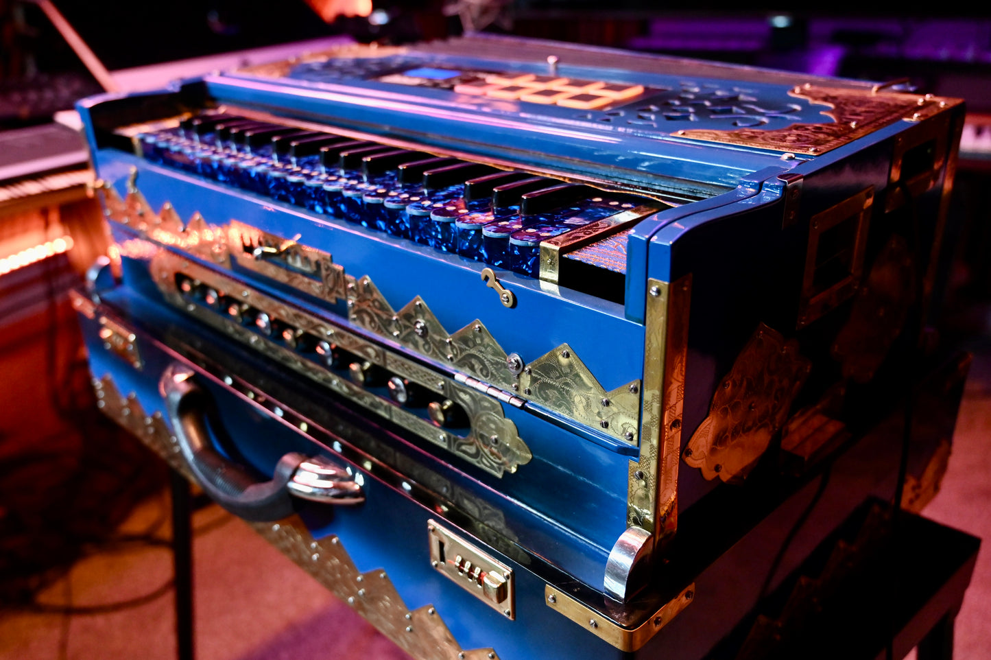 Ocean Blue 3X 9-Reed Harmonium – Custom Handmade by Jamal Studio