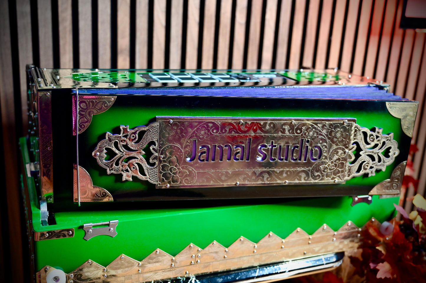 Dark Green 2X Harmonium with Built-In Sampler — 550 Wave Taals Edition | Handcrafted by Jamal Music Store