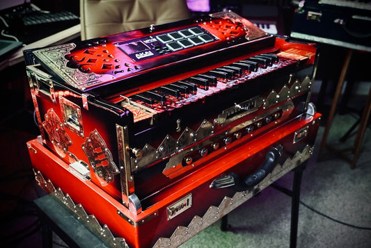 Dark Red Harmonium 3X Scale Changer 9 Reed