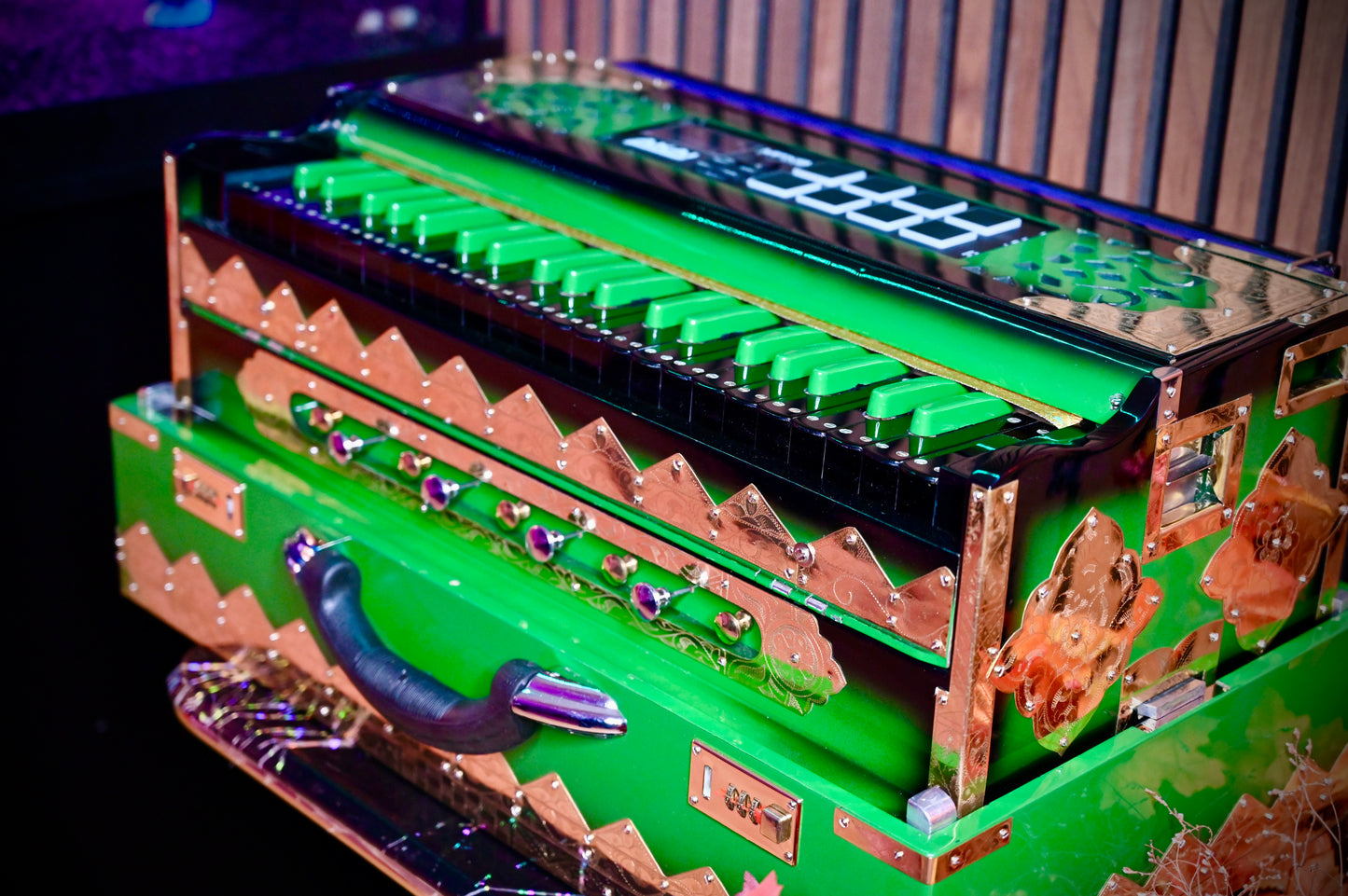 Dark Green 2X Harmonium with Built-In Sampler — 550 Wave Taals Edition | Handcrafted by Jamal Music Store