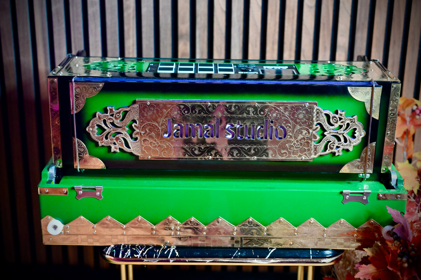 Dark Green 2X Harmonium with Built-In Sampler — 550 Wave Taals Edition | Handcrafted by Jamal Music Store