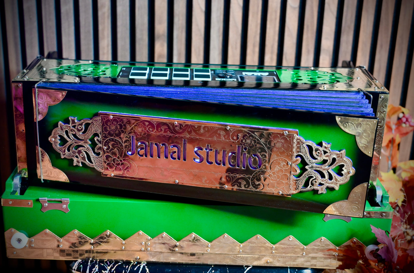 Dark Green 2X Harmonium with Built-In Sampler — 550 Wave Taals Edition | Handcrafted by Jamal Music Store