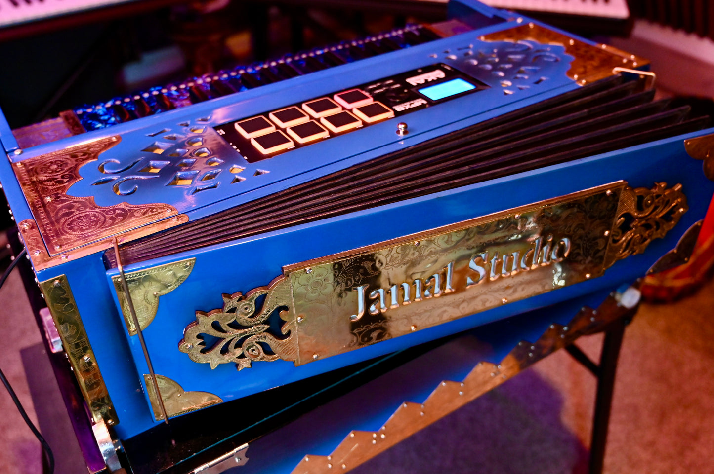 Ocean Blue 3X 9-Reed Harmonium – Custom Handmade by Jamal Studio