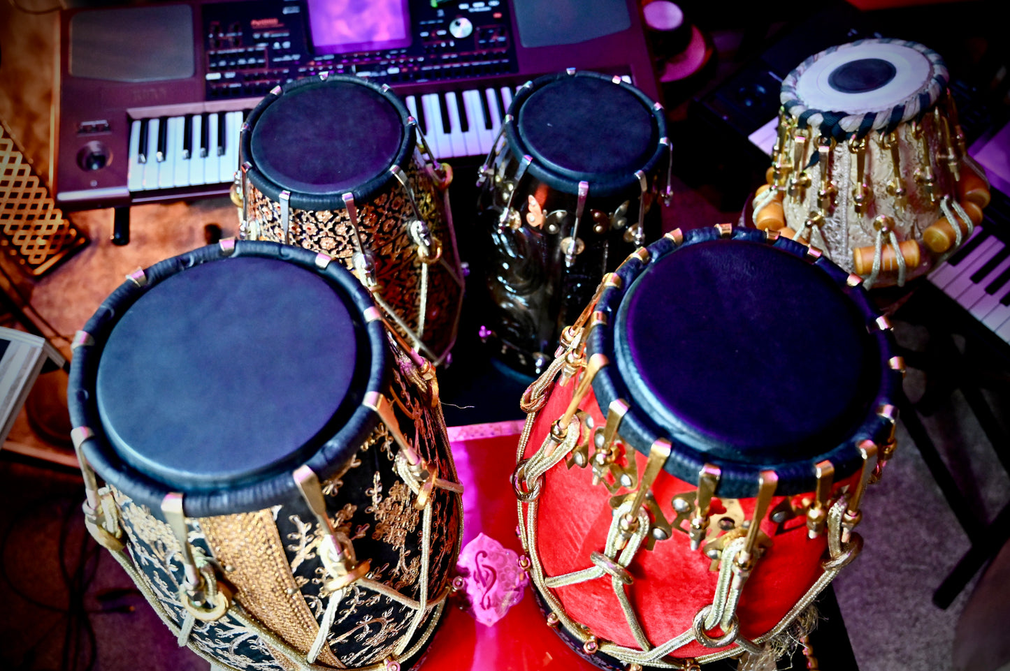 Handcrafted Dholak Dark Red