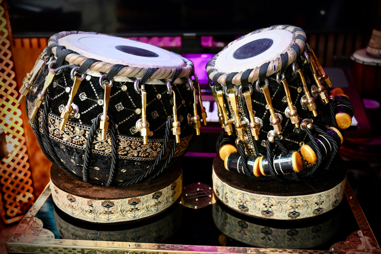 Handcrafted Elegance — The Golden Black Tabla by Jamal Music Store