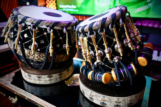 Handcrafted Elegance — The Golden Black Tabla by Jamal Music Store