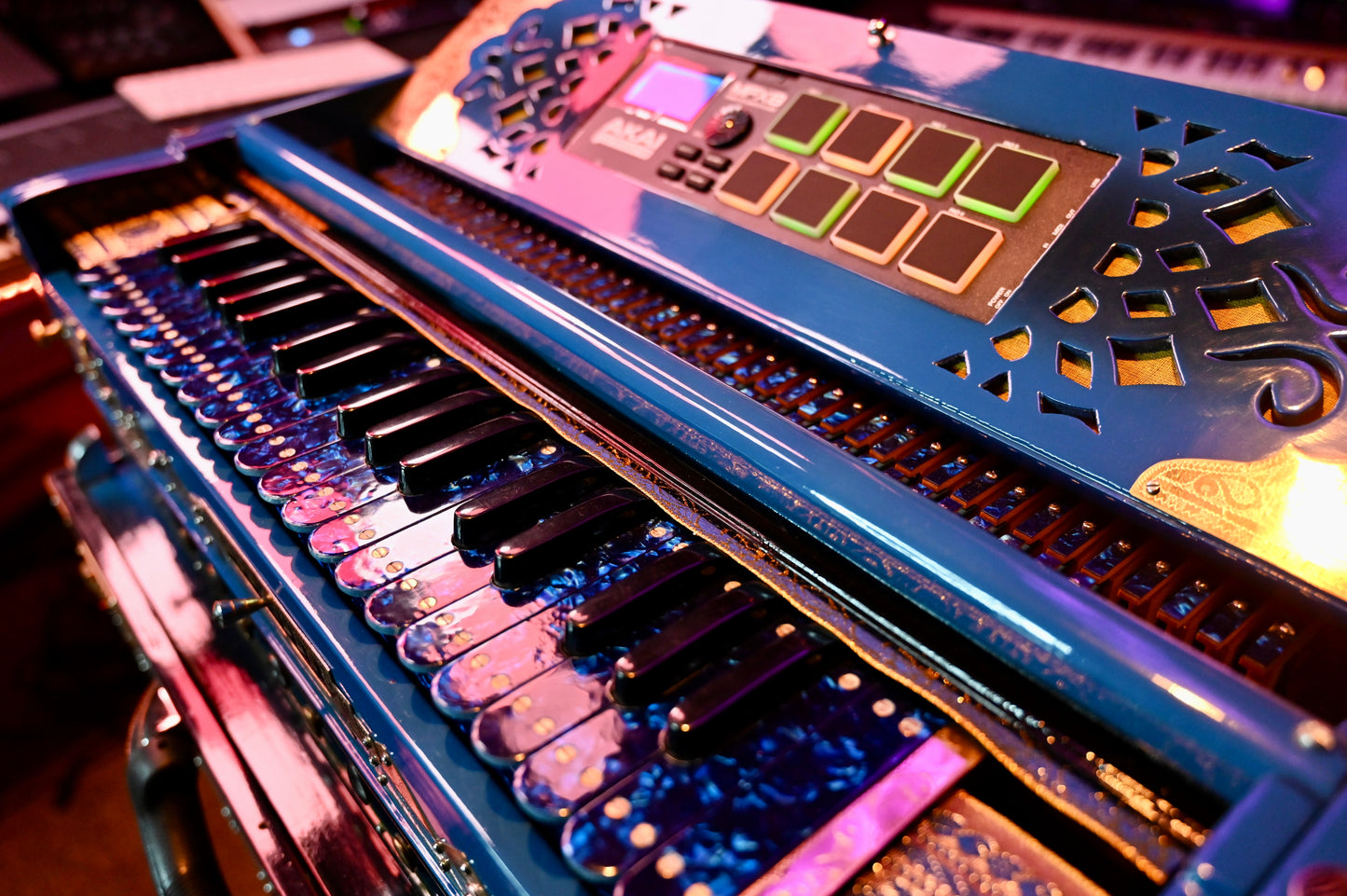 Ocean Blue 3X 9-Reed Harmonium – Custom Handmade by Jamal Studio