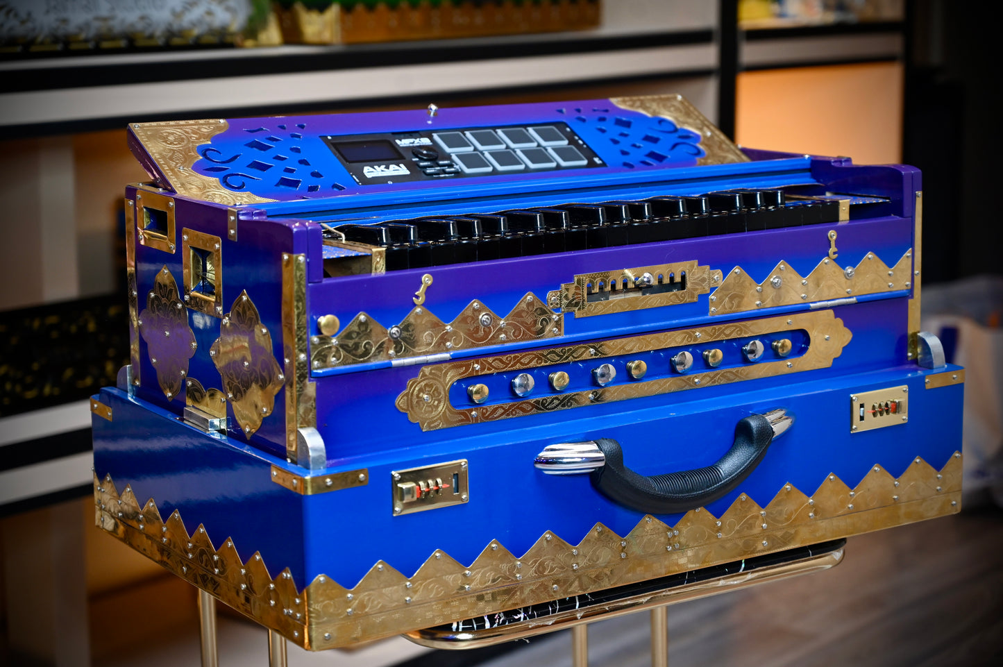 Purple Blue 4X 13-Reed Harmonium – Custom Handmade by Jamal Studio