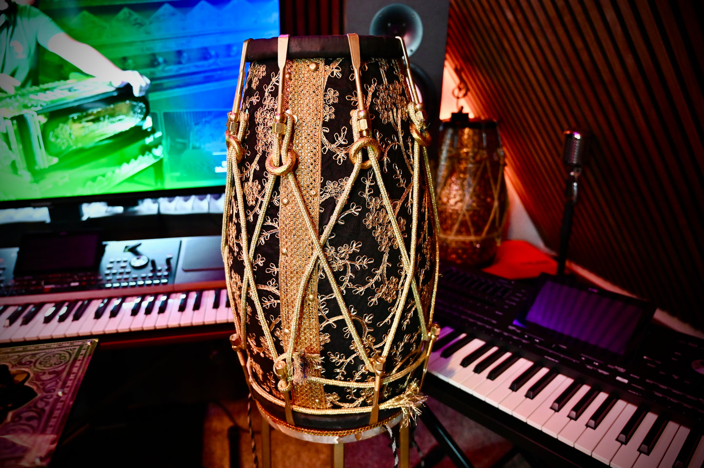 Royal Black Gold Dholak – Jamal Music Studio Edition