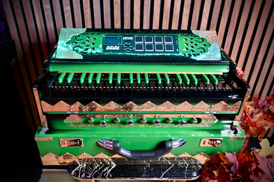 Dark Green 2X Harmonium with Built-In Sampler — 550 Wave Taals Edition | Handcrafted by Jamal Music Store