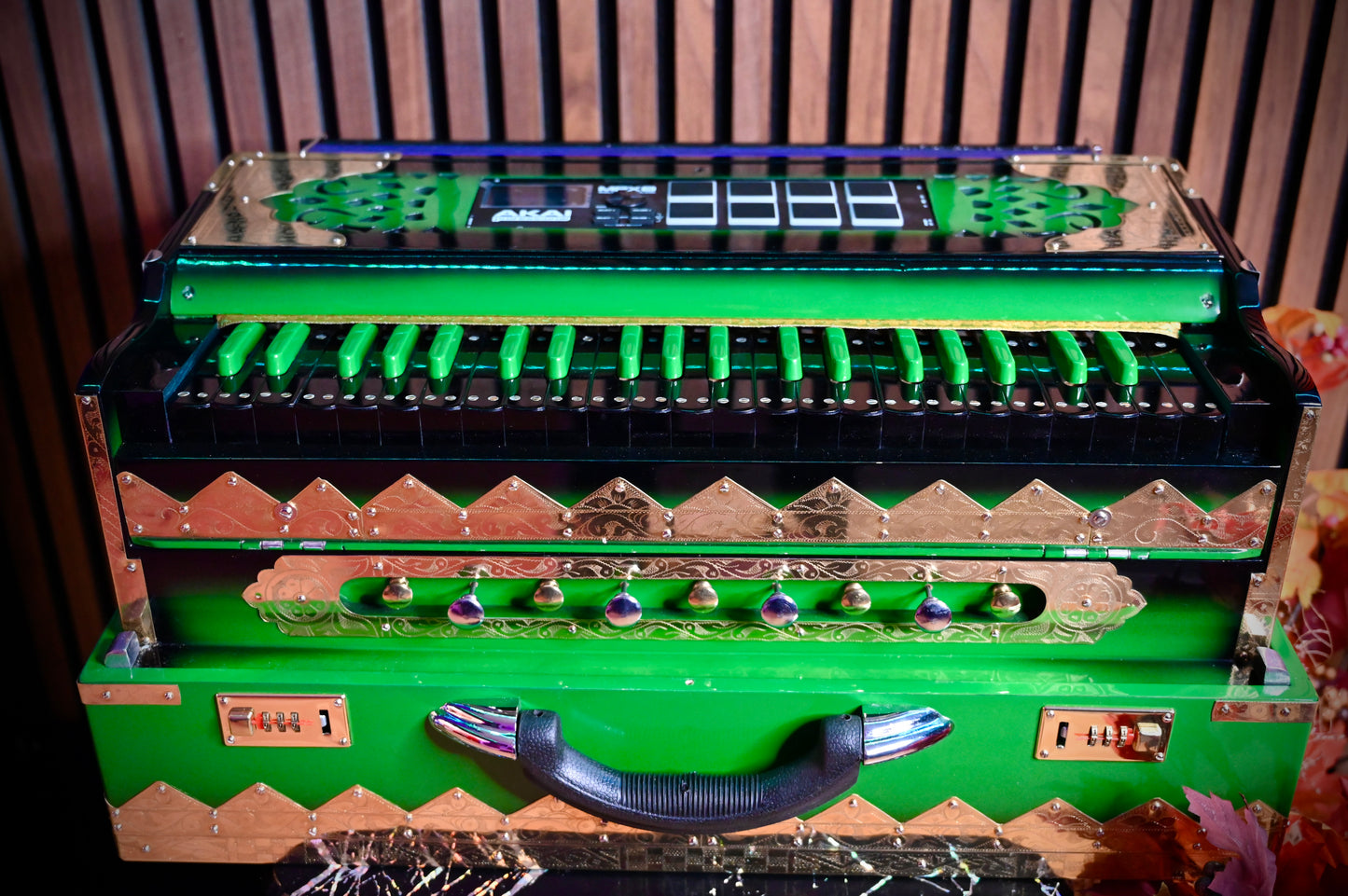 Dark Green 2X Harmonium with Built-In Sampler — 550 Wave Taals Edition | Handcrafted by Jamal Music Store